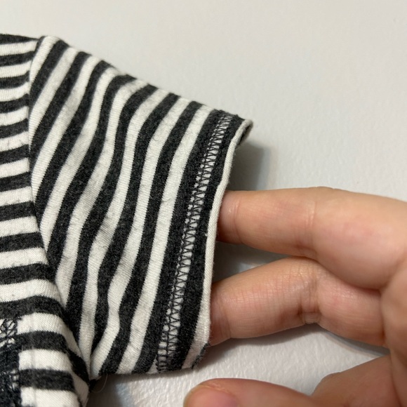 Jax & Lennon Raw hem black and white striped tee romper. Size 12-18m - Picture 4 of 11
